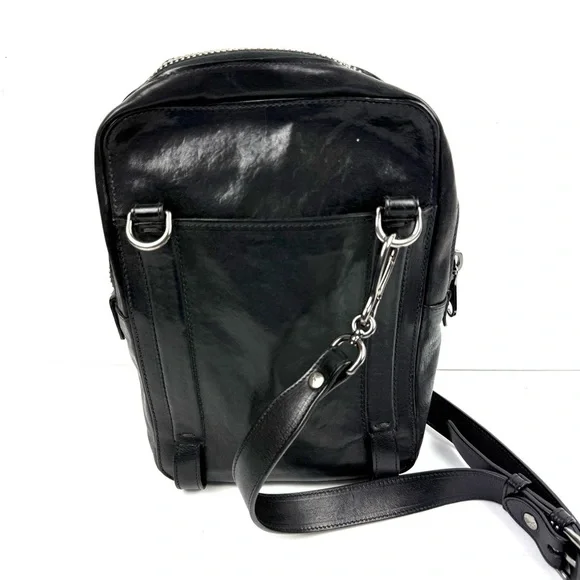 IL Bisonte‎ Crossbody Saddle Bag Black Italian Leather Handbag Purse Made Italy - Picture 7 of 16